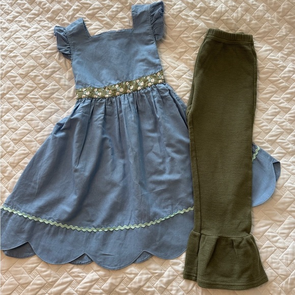 MATILDA JANE Happy Free Blue Neve Love Me Dress & Pants Lot Easter Spring Linen - Picture 1 of 9